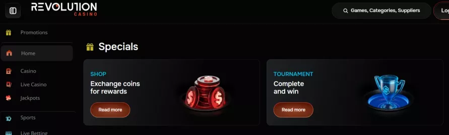 Revolution Casino Willkommensbonus 100% bis 500 Euro plus 200 Freispiele